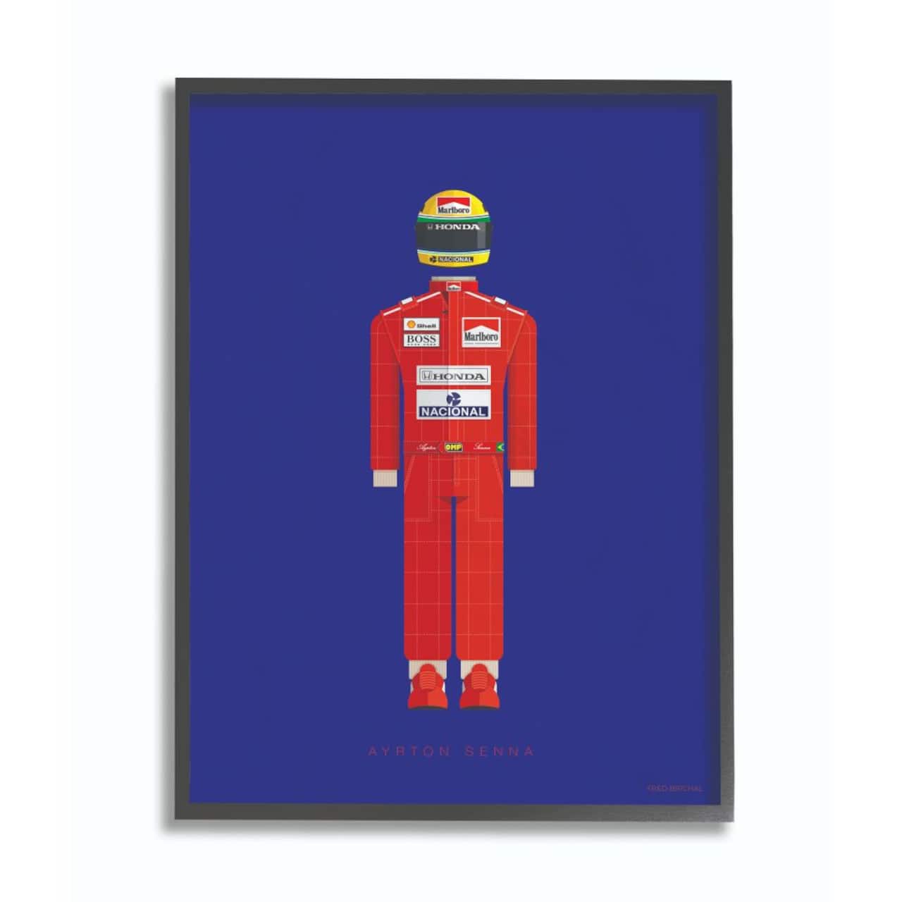 Stupell Industries Ayrton Senna Famous Fashion Design with Black Frame Wall Accent
